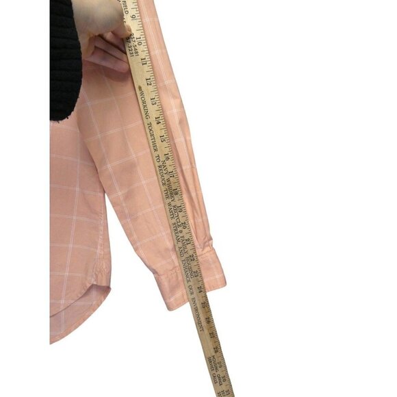 Garnet Hill Shirt Womens 8 peach coral white Plaid 100% Pima Cotton Button Up‎ - Picture 11 of 11